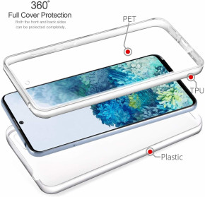 Луксозен ултра тънък Поли-Карбонов комплект предна и задна част със силиконова ТПУ рамка 360° Body Guard за Samsung Galaxy S20 G980 кристално прозрачен